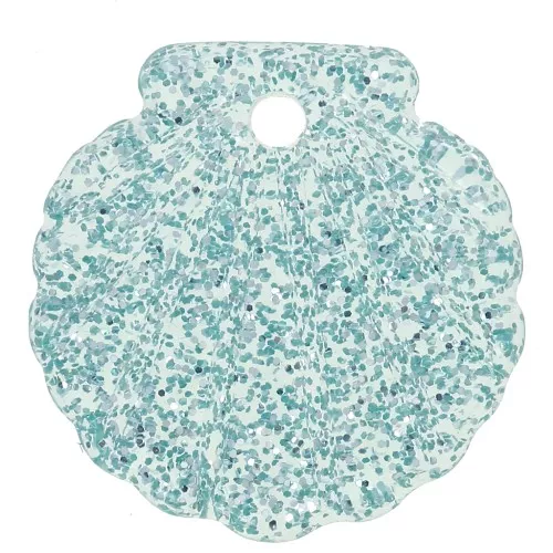 Pendentif coquillage 16 mm en acrylique - Pailleté Bleu givré x1