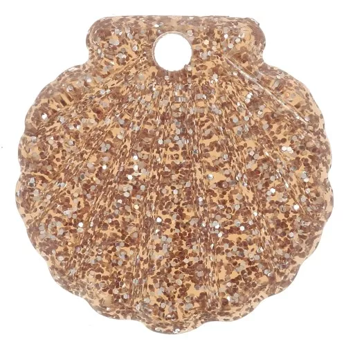 Pendentif coquillage 16 mm en acrylique - Pailleté Bronze x1