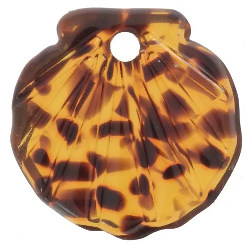 Pendentif coquillage 16 mm en acétate - Terrazzo Marron - Noir x1