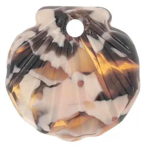 Pendentif coquillage 16 mm en acétate - Ecaille de tortue - Saumon - Marron x1