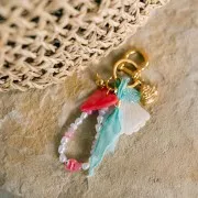 Pendentif coquillage 16 mm en acrylique - Pailleté Argenté x1