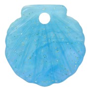 Pendentif coquillage 16 mm en acétate - Pailleté Turquoise marbré x1