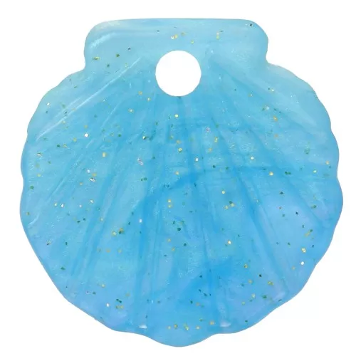Pendentif coquillage 16 mm en acétate - Pailleté Turquoise marbré x1