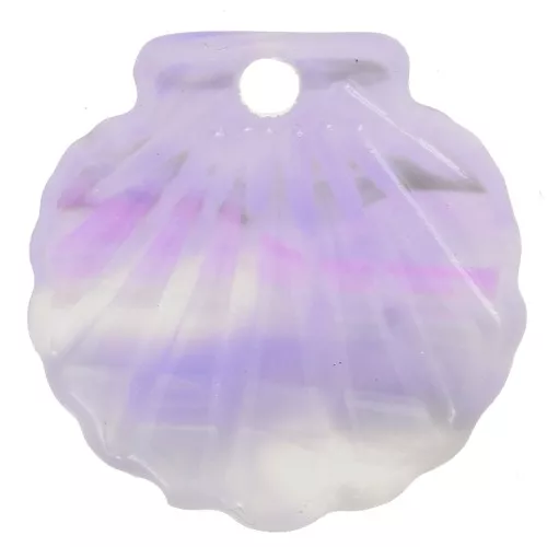 Pendentif coquillage 16 mm en acétate - Marbré Mauve - Gris x1