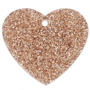 Pendentif coeur 21x18 mm en acrylique - Pailleté bronze x1