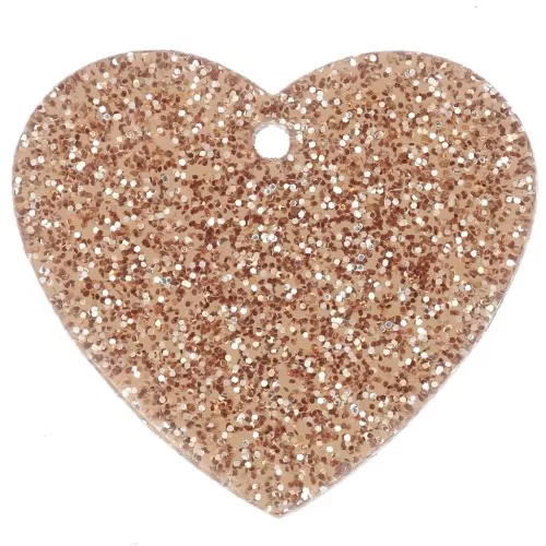 Pendentif coeur 21x18 mm en acrylique - Pailleté bronze x1