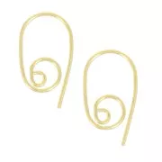 Crochets d'oreilles spirales 21 mm Doré à l'or fin x2