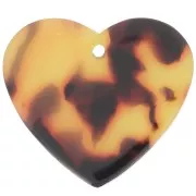 Noir - Pendentif coeur 21x18 mm en acétate - Ecaille de tortue - Marron - Noir x1 Pendentif coeur 21x18 mm en acétate - Ecaille de tortue - Marron - Noir x1