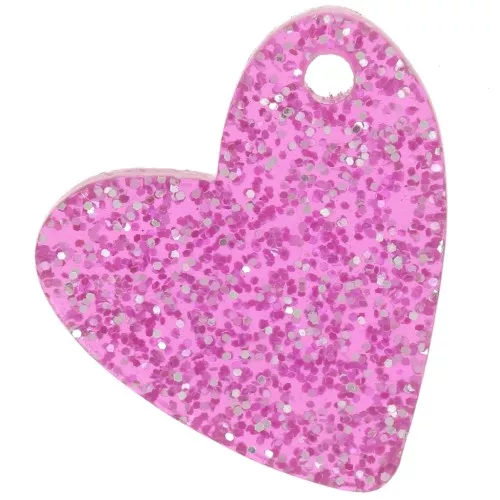 Sequin coeur 12 mm en acrylique - Pailleté Rose x1