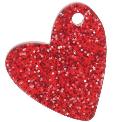 Sequin coeur 12 mm en acrylique - Pailleté Rouge x1