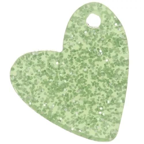 Sequin coeur 12 mm en acrylique - Pailleté Vert mousse x1