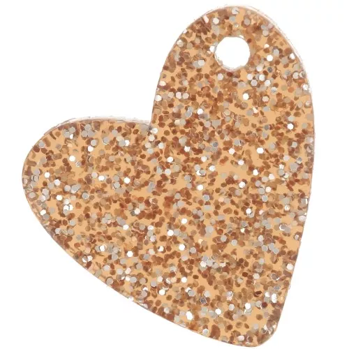 Sequin coeur 12 mm en acrylique - Pailleté Bronze x1