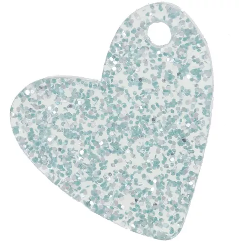 Sequin coeur 12 mm en acrylique - Pailleté Bleu givré x1