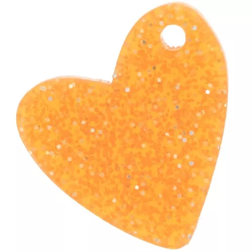 Sequin coeur 12 mm en acrylique - Pailleté Orange x1