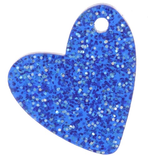 Sequin coeur 12 mm en acrylique - Pailleté Bleu roi x1