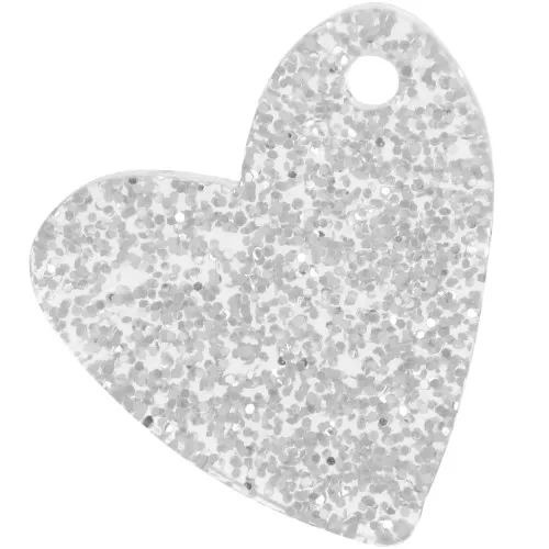 Sequin coeur 12 mm en acrylique - Pailleté Argenté x1