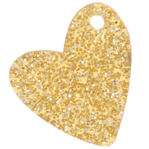 Sequin coeur 12 mm en acrylique - Pailleté Doré x1