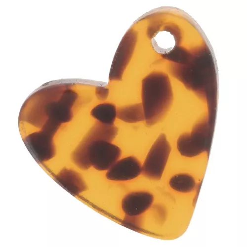 Sequin coeur 12 mm en acétate - Terrazzo Marron - Noir x1