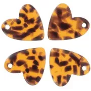 Sequin coeur 12 mm en acétate - Terrazzo Marron - Noir x1