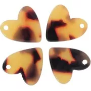 Sequin coeur 12 mm en acétate - Ecaille de tortue - Marron - Noir x1
