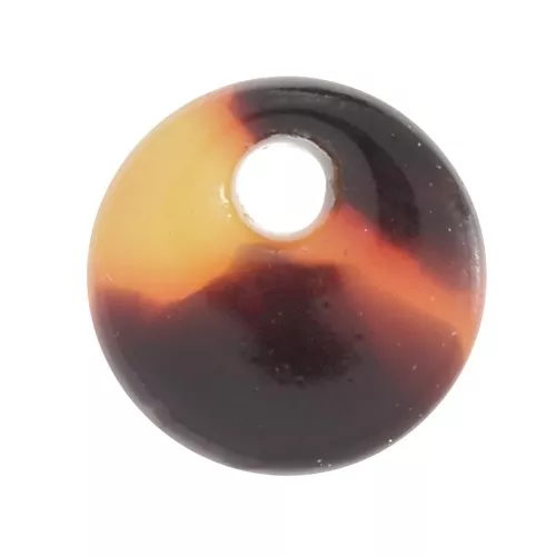 Sequin rond 7 mm en acétate - Ecaille de tortue - Marron - Noir x1