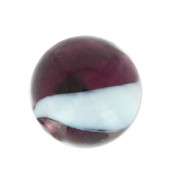 Ronde soufflée 13 mm Amethyst striée Blanc x1