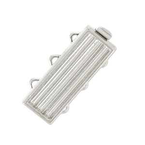 Fermoir à décorer avec des Delica 11/0 3 rangs 9.5x22 mm - Plaqué Rhodium x1