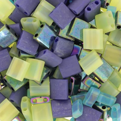 Mix de perles Miyuki - Half et Tila Beads - Lavender Limesplash x10g