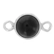 Noir - Intercalaire rond 4.6 mm avec cabochon imitation Black Onyx - Argent 925 x1 Intercalaire rond 4.6 mm avec cabochon imitation Black Onyx - Argent 925 x1