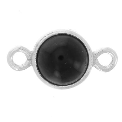 Intercalaire rond 4.6 mm avec cabochon imitation Black Onyx - Argent 925 x1