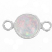 Intercalaire rond 4.6 mm avec cabochon imitation White Opal - Argent 925 x1|raw }}