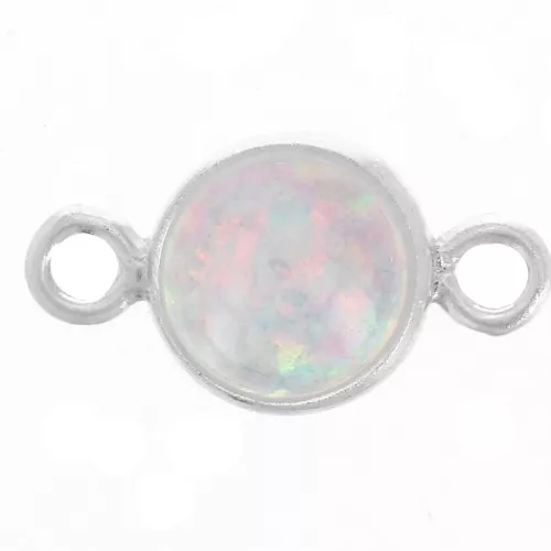Intercalaire rond 4.6 mm avec cabochon imitation White Opal - Argent 925 x1