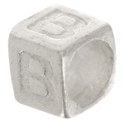 Perle lettre alphabet cube 5x4 mm avec gros trou - B - Argent 925 x1