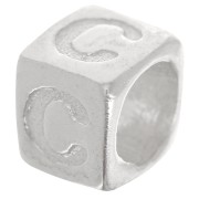 Perle lettre alphabet cube 5x4 mm avec gros trou - C - Argent 925 x1|raw }}