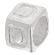 Perle lettre alphabet cube 5x4 mm avec gros trou - D - Argent 925 x1
