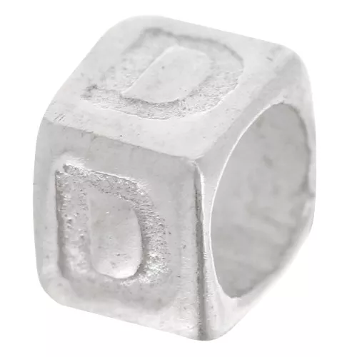 Perle lettre alphabet cube 5x4 mm avec gros trou - D - Argent 925 x1