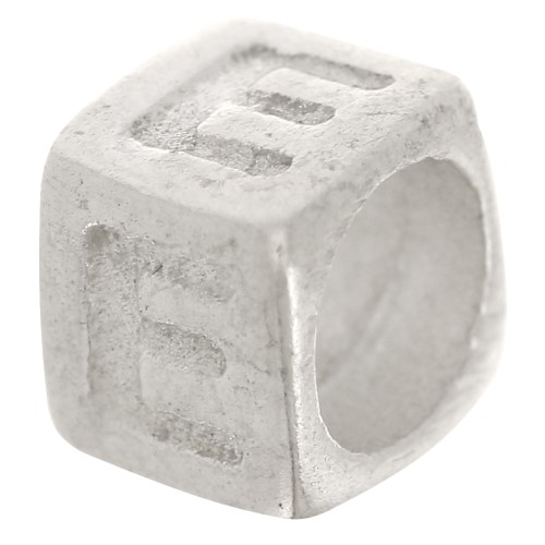 Perle lettre alphabet cube 5x4 mm avec gros trou - E - Argent 925 x1