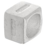Perle lettre alphabet cube 5x4 mm avec gros trou - I - Argent 925 x1