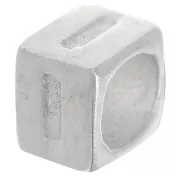 Perle lettre alphabet cube 5x4 mm avec gros trou - I - Argent 925 x1