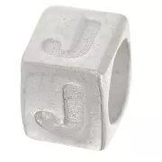 Perle lettre alphabet cube 5x4 mm avec gros trou - J - Argent 925 x1