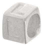 Perle lettre alphabet cube 5x4 mm avec gros trou - L - Argent 925 x1|raw }}
