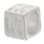 Perle lettre alphabet cube 5x4 mm avec gros trou - M - Argent 925 x1|raw }}