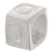 Perle lettre alphabet cube 5x4 mm avec gros trou - O - Argent 925 x1|raw }}