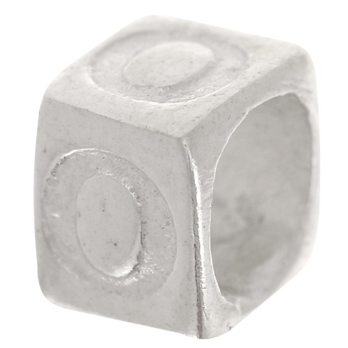 Perle Lettre Alphabet Cube 5 Mm Avec Gros Trou - W - Argent 925 Doré à