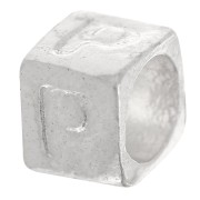 Perle lettre alphabet cube 5x4 mm avec gros trou - P - Argent 925 x1|raw }}