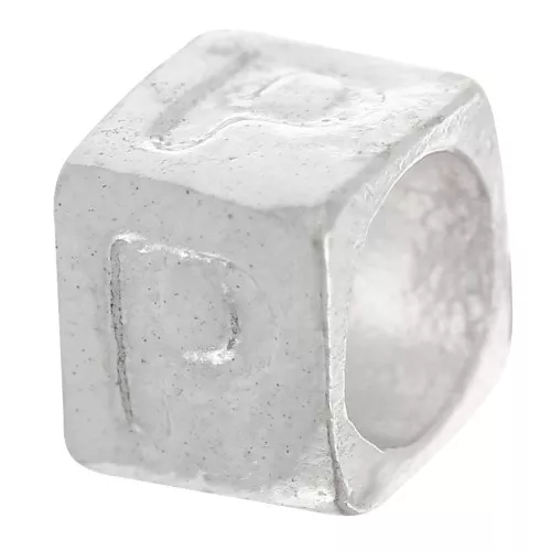 Perle lettre alphabet cube 5x4 mm avec gros trou - P - Argent 925 x1
