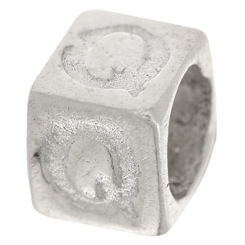 Perle lettre alphabet cube 5x4 mm avec gros trou - Q - Argent 925 x1