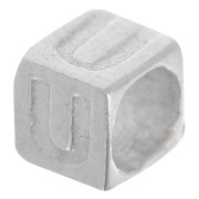 Perle lettre alphabet cube 5x4 mm avec gros trou - U - Argent 925 x1|raw }}