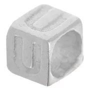 Perle lettre alphabet cube 5x4 mm avec gros trou - U - Argent 925 x1