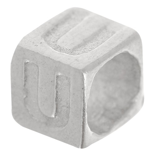 Perle lettre alphabet cube 5x4 mm avec gros trou - U - Argent 925 x1